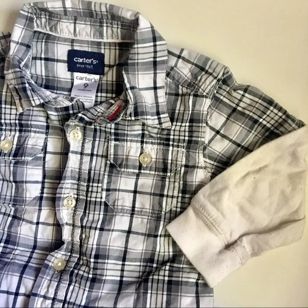 CARTER’S • Baby Boy Plaid Long Sleeve Button Down Shirt Top
